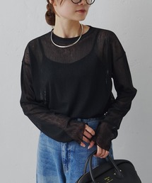 メッシュトップス」に該当するブラック/黒色系のレディース