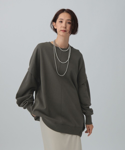 LEPSIM（レプシィム）の「バックギャザーチュニックAW　582448（Tシャツ/カットソー・レディース・ブラック/アイボリー/チャコールグレー/カーキ・FREE）」の4枚目の写真