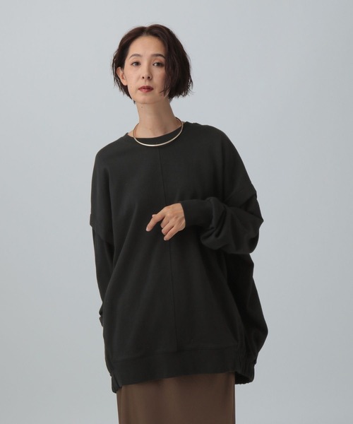 LEPSIM（レプシィム）の「バックギャザーチュニックAW　582448（Tシャツ/カットソー・レディース・ブラック/アイボリー/チャコールグレー/カーキ・FREE）」の3枚目の写真