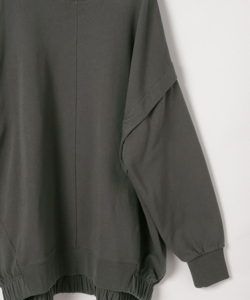 LEPSIM（レプシィム）の「バックギャザーチュニックAW　582448（Tシャツ/カットソー・レディース・ブラック/アイボリー/チャコールグレー/カーキ・FREE）」の7枚目の写真