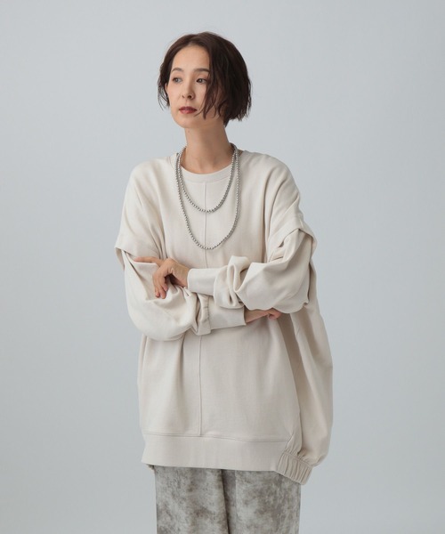 LEPSIM（レプシィム）の「バックギャザーチュニックAW　582448（Tシャツ/カットソー・レディース・ブラック/アイボリー/チャコールグレー/カーキ・FREE）」の15枚目の写真