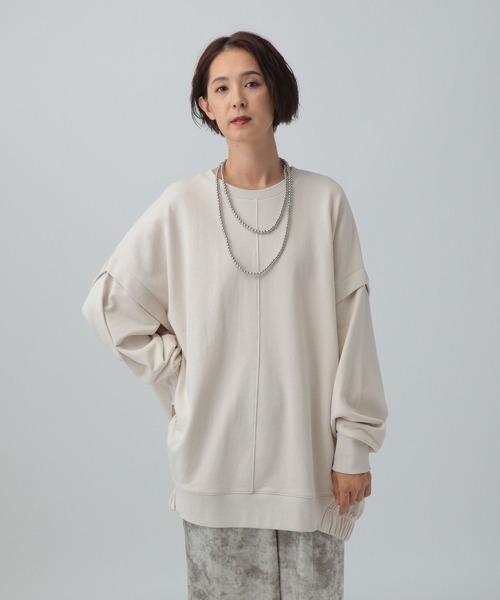 LEPSIM（レプシィム）の「バックギャザーチュニックAW　582448（Tシャツ/カットソー・レディース・ブラック/アイボリー/チャコールグレー/カーキ・FREE）」の16枚目の写真