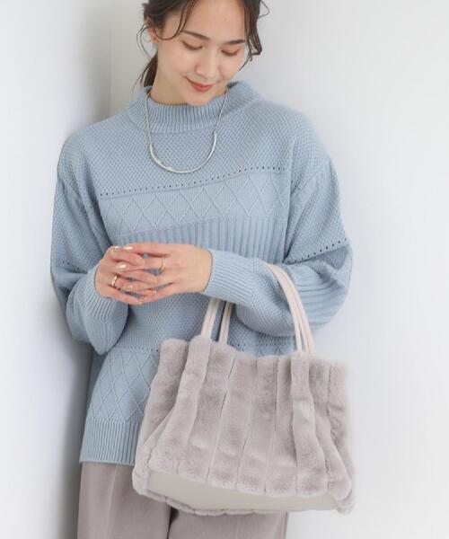 SHOO・LA・RUE(シューラルー)の「【高レビュー/2WAY】きれい見えで上品な ストライプファートートバッグ(トートバッグ・レディース・ライトグレー/ベージュ/ブラック/ブラウン系/チャコールグレー/アイボリー・00)」の7枚目の写真