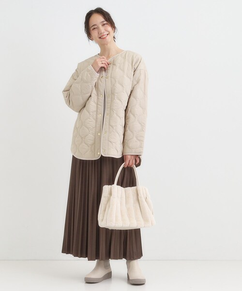 SHOO・LA・RUE(シューラルー)の「【高レビュー/2WAY】きれい見えで上品な ストライプファートートバッグ(トートバッグ・レディース・ライトグレー/ベージュ/ブラック/ブラウン系/チャコールグレー/アイボリー・00)」の9枚目の写真