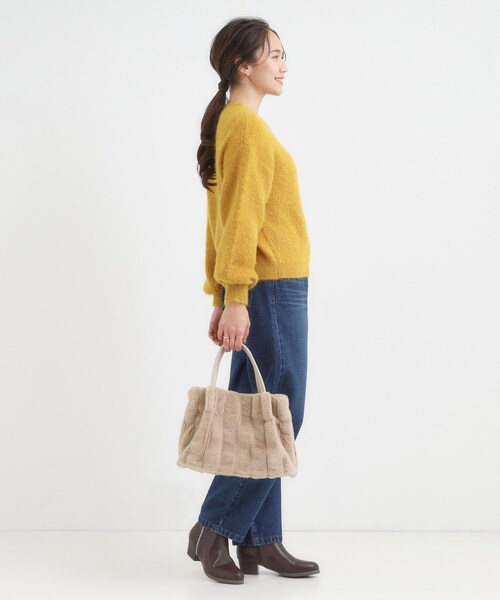 SHOO・LA・RUE(シューラルー)の「【高レビュー/2WAY】きれい見えで上品な ストライプファートートバッグ(トートバッグ・レディース・ライトグレー/ベージュ/ブラック/ブラウン系/チャコールグレー/アイボリー・00)」の14枚目の写真
