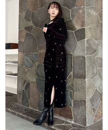 dazzlin | フラワーシシュウベロアスカート(スカート)