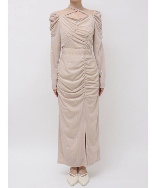 dazzlin（ダズリン）の「フラワーシシュウベロアスカート（スカート・レディース・ベージュ/ブラック・SMALL/MEDIUM）」の6枚目の写真