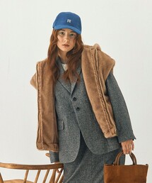 フェイクファーフードベスト