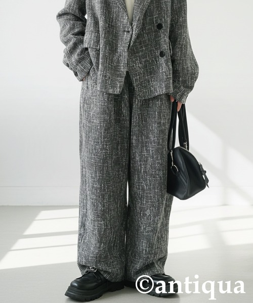 antiqua(アンティカ)の「ツイード柄ワイドパンツ(その他パンツ・レディース・ブラック/グレー・LARGE/MEDIUM)」の2枚目の写真