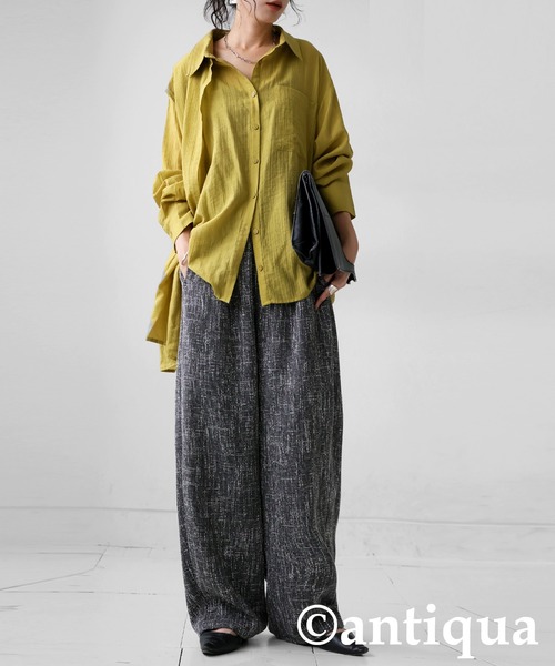 antiqua(アンティカ)の「ツイード柄ワイドパンツ(その他パンツ・レディース・ブラック/グレー・LARGE/MEDIUM)」の8枚目の写真