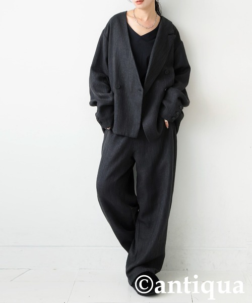antiqua(アンティカ)の「ツイード柄ワイドパンツ(その他パンツ・レディース・ブラック/グレー・LARGE/MEDIUM)」の5枚目の写真