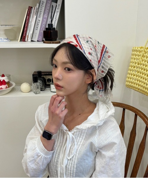 Vini（ヴィニ）の「【Y2K】ストリートビーニー風バンダナ（バンダナ/スカーフ・レディース・ブラウン/ブラック/ブラウン系その他/ベージュ・FREE）」の22枚目の写真