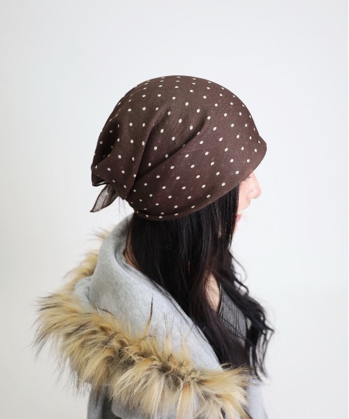 Vini（ヴィニ）の「【Y2K】ストリートビーニー風バンダナ（バンダナ/スカーフ・レディース・ブラウン/ブラック/ブラウン系その他/ベージュ・FREE）」の5枚目の写真