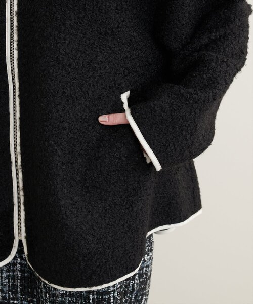 natural couture（ナチュラルクチュール）の「【WEB限定】ビッグ衿ループブークレショート丈コート（その他アウター・レディース・ブラック/オフホワイト/ベージュ・FREE）」の21枚目の写真