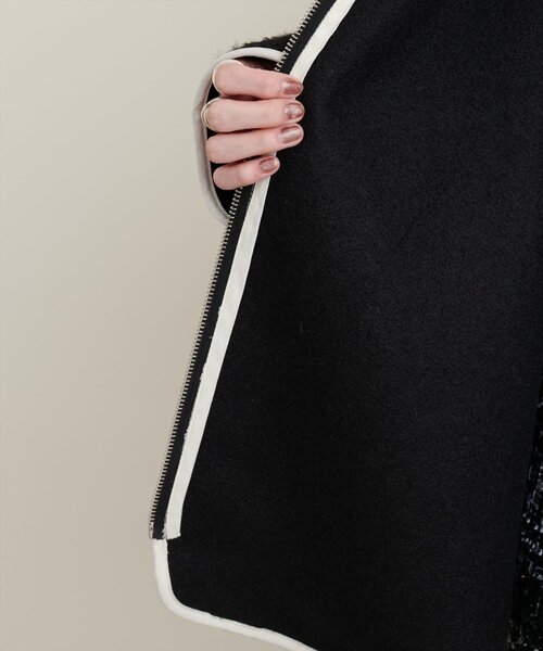 natural couture（ナチュラルクチュール）の「【WEB限定】ビッグ衿ループブークレショート丈コート（その他アウター・レディース・ブラック/オフホワイト/ベージュ・FREE）」の11枚目の写真