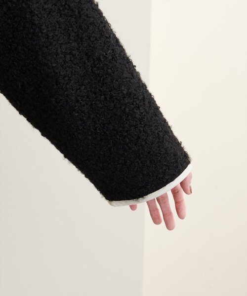 natural couture（ナチュラルクチュール）の「【WEB限定】ビッグ衿ループブークレショート丈コート（その他アウター・レディース・ブラック/オフホワイト/ベージュ・FREE）」の12枚目の写真