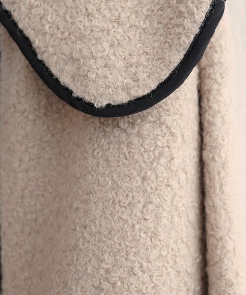 natural couture（ナチュラルクチュール）の「【WEB限定】ビッグ衿ループブークレショート丈コート（その他アウター・レディース・ブラック/オフホワイト/ベージュ・FREE）」の9枚目の写真