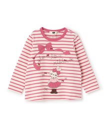 KP | mimiちゃんアップリケ ボーダー長袖Tシャツ(Tシャツ/カットソー)