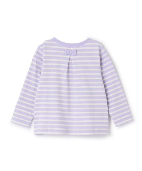 KP（ケーピー）の「mimiちゃんアップリケ ボーダー長袖Tシャツ（Tシャツ/カットソー・キッズ・ピンク/ラベンダー・80ｃｍ/90cm/100cm/120cm/130cm/140cm/110cm）」の3枚目の写真