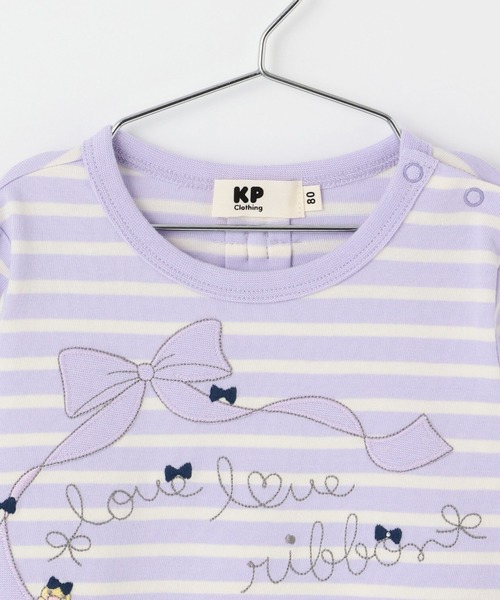 KP（ケーピー）の「mimiちゃんアップリケ ボーダー長袖Tシャツ（Tシャツ/カットソー・キッズ・ピンク/ラベンダー・80ｃｍ/90cm/100cm/120cm/130cm/140cm/110cm）」の4枚目の写真