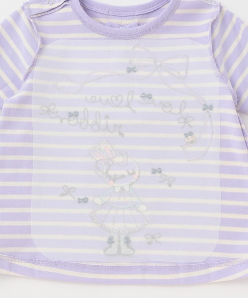 KP（ケーピー）の「mimiちゃんアップリケ ボーダー長袖Tシャツ（Tシャツ/カットソー・キッズ・ピンク/ラベンダー・80ｃｍ/90cm/100cm/120cm/130cm/140cm/110cm）」の6枚目の写真