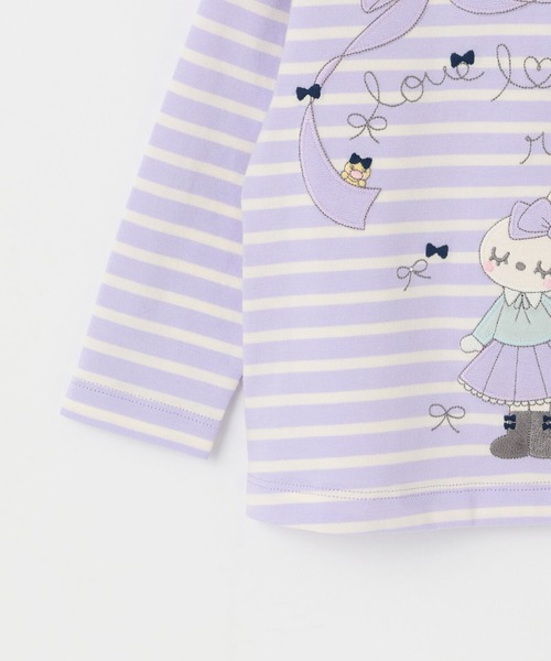 KP（ケーピー）の「mimiちゃんアップリケ ボーダー長袖Tシャツ（Tシャツ/カットソー・キッズ・ピンク/ラベンダー・80ｃｍ/90cm/100cm/120cm/130cm/140cm/110cm）」の7枚目の写真