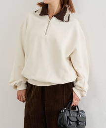U by SPICK&SPAN | KIJUN/キジュン Crochet Collar Half Zip-Up Pullover(スウェット)