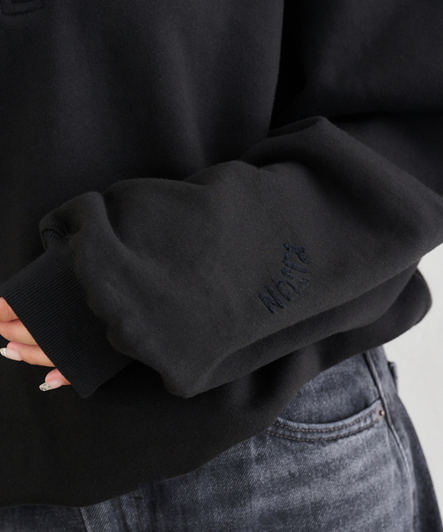 U by SPICK&SPAN(ユーバイスピックアンドスパン)の「KIJUN/キジュン Crochet Collar Half Zip-Up Pullover(スウェット・レディース・ブラック/アイボリー・FREE)」の5枚目の写真