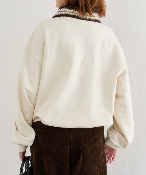 U by SPICK&SPAN(ユーバイスピックアンドスパン)の「KIJUN/キジュン Crochet Collar Half Zip-Up Pullover(スウェット・レディース・ブラック/アイボリー・FREE)」の22枚目の写真