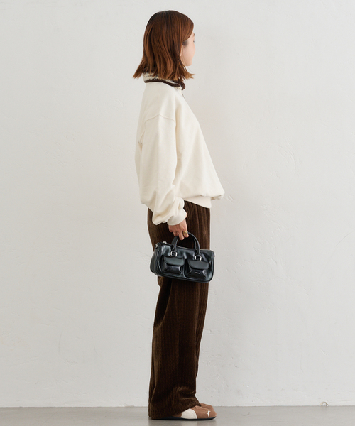 U by SPICK&SPAN(ユーバイスピックアンドスパン)の「KIJUN/キジュン Crochet Collar Half Zip-Up Pullover(スウェット・レディース・ブラック/アイボリー・FREE)」の17枚目の写真