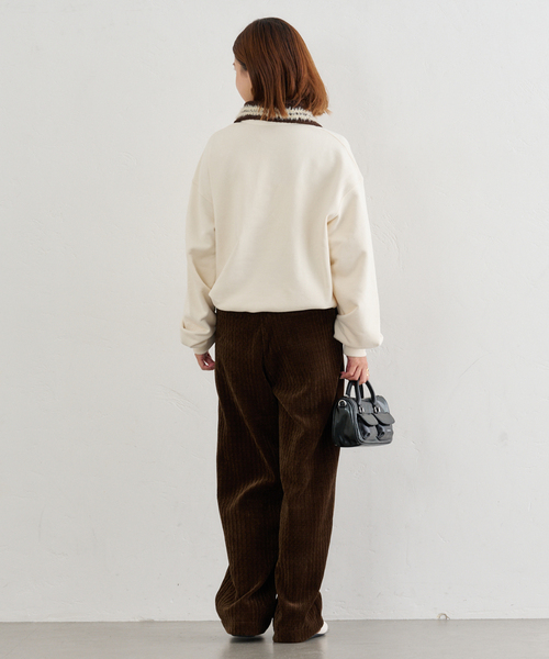 U by SPICK&SPAN(ユーバイスピックアンドスパン)の「KIJUN/キジュン Crochet Collar Half Zip-Up Pullover(スウェット・レディース・ブラック/アイボリー・FREE)」の16枚目の写真