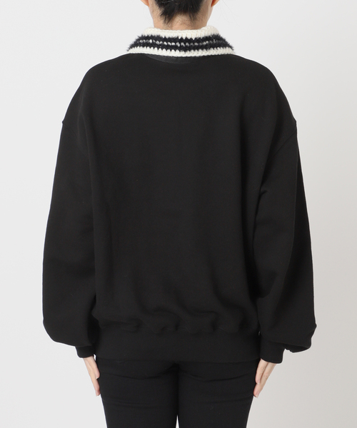 U by SPICK&SPAN(ユーバイスピックアンドスパン)の「KIJUN/キジュン Crochet Collar Half Zip-Up Pullover(スウェット・レディース・ブラック/アイボリー・FREE)」の13枚目の写真