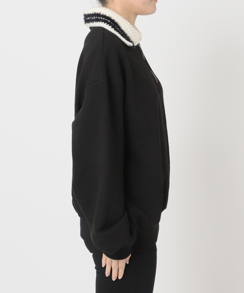 U by SPICK&SPAN(ユーバイスピックアンドスパン)の「KIJUN/キジュン Crochet Collar Half Zip-Up Pullover(スウェット・レディース・ブラック/アイボリー・FREE)」の12枚目の写真