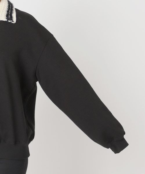 U by SPICK&SPAN(ユーバイスピックアンドスパン)の「KIJUN/キジュン Crochet Collar Half Zip-Up Pullover(スウェット・レディース・ブラック/アイボリー・FREE)」の11枚目の写真