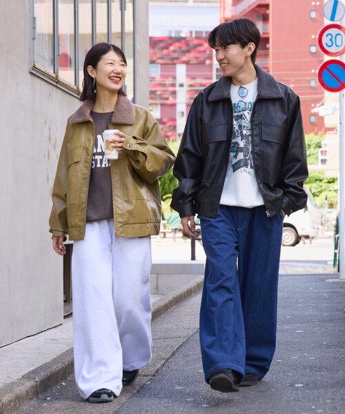 CIAOPANIC TYPY(チャオパニックティピー)の「【ユニセックス】3WAY襟ボア取り外し可能/合皮/レザージップアップブルゾン(ライダースジャケット・メンズ・ブラック/カーキ・MEDIUM/LARGE)」の3枚目の写真