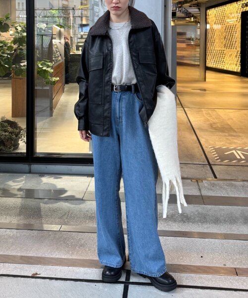 CIAOPANIC TYPY(チャオパニックティピー)の「【ユニセックス】3WAY襟ボア取り外し可能/合皮/レザージップアップブルゾン(ライダースジャケット・メンズ・ブラック/カーキ・MEDIUM/LARGE)」の11枚目の写真