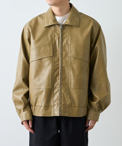 セール】【ユニセックス】3WAY襟ボア取り外し可能/合皮/レザージップ