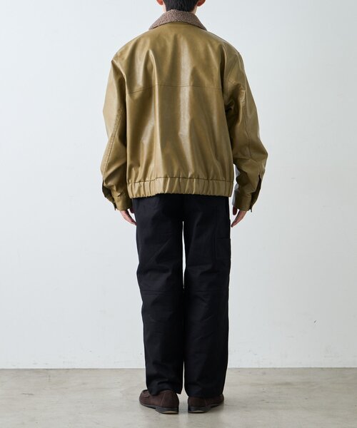 ブルゾン373様 ユニセックス】3WAY襟ボア取り外し可能/合皮/レザージップアップ