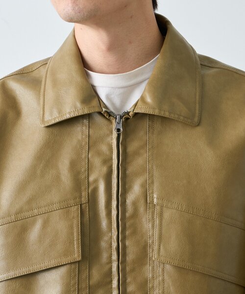 セール】【ユニセックス】3WAY襟ボア取り外し可能/合皮/レザージップ