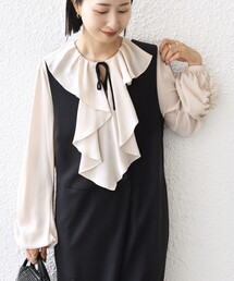 troisiemeCHACO（トロワズィエムチャコ）の「【SHIPS別注】troisiemeCHACO: 〈手洗い可能〉ラッフル フリル ブラウス（セレモニー対応可）（シャツ/ブラウス）」