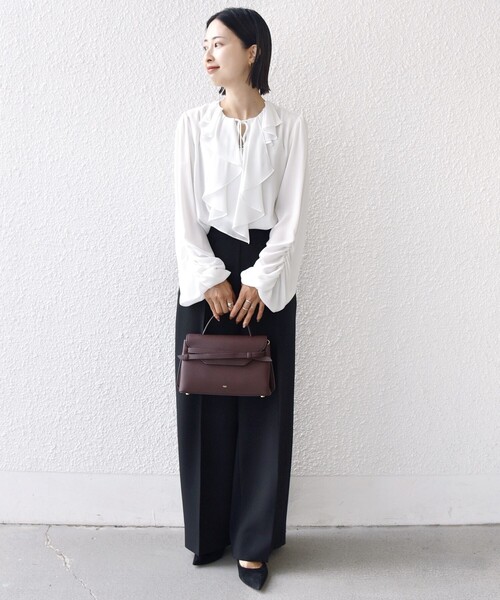 シップス（SHIPS）/【SHIPS別注】troisiemeCHACO: 〈手洗い可能〉ラッフル フリル ブラウス SHIPS別注】troisiemeCHACO: 〈手洗い可能〉ラッフル フリル ブラウス