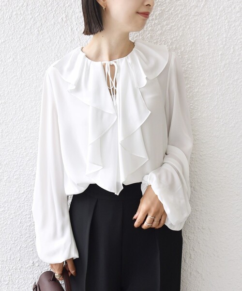 SHIPS別注】troisiemeCHACO: 〈手洗い可能〉ラッフル フリル ブラウス