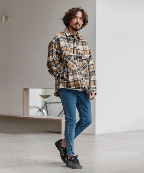 美品 ドライボーンズ コンチョ ウール 切替 チェック ロカビリー ジャケット mj11208-チェック柄CPOジャケット（その他アウター）｜CAMBIO