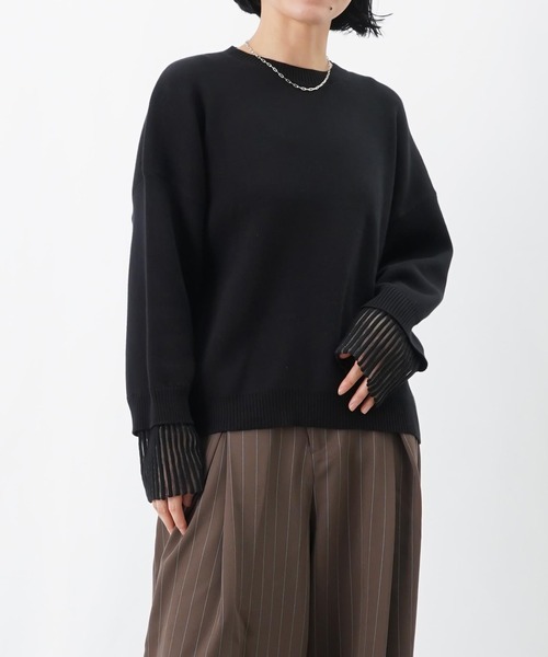 LUCA/LADY LUCK LUCA(ルカ/レディラックルカ)の「LC/LLL レイヤードニットプルオーバー(ニット/セーター・レディース・ブラック/ライトグレー/グリーン・FREE)」の2枚目の写真