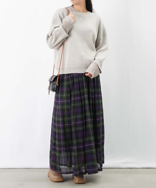 LUCA/LADY LUCK LUCA(ルカ/レディラックルカ)の「LC/LLL レイヤードニットプルオーバー(ニット/セーター・レディース・ブラック/ライトグレー/グリーン・FREE)」の7枚目の写真