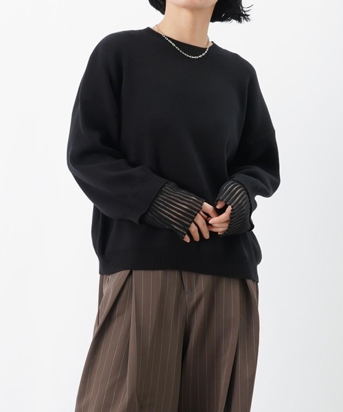 LUCA/LADY LUCK LUCA(ルカ/レディラックルカ)の「LC/LLL レイヤードニットプルオーバー(ニット/セーター・レディース・ブラック/ライトグレー/グリーン・FREE)」の13枚目の写真