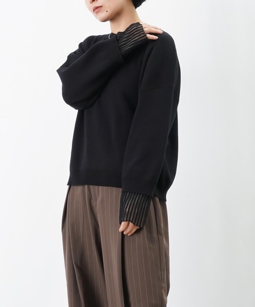 LUCA/LADY LUCK LUCA(ルカ/レディラックルカ)の「LC/LLL レイヤードニットプルオーバー(ニット/セーター・レディース・ブラック/ライトグレー/グリーン・FREE)」の11枚目の写真