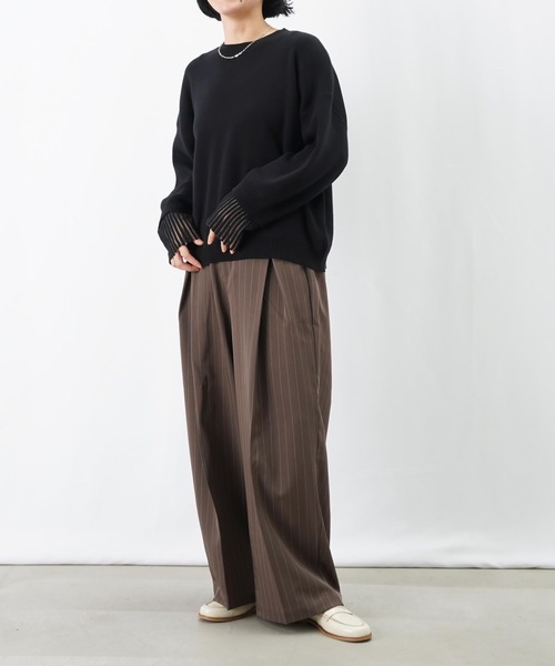 LUCA/LADY LUCK LUCA(ルカ/レディラックルカ)の「LC/LLL レイヤードニットプルオーバー(ニット/セーター・レディース・ブラック/ライトグレー/グリーン・FREE)」の12枚目の写真