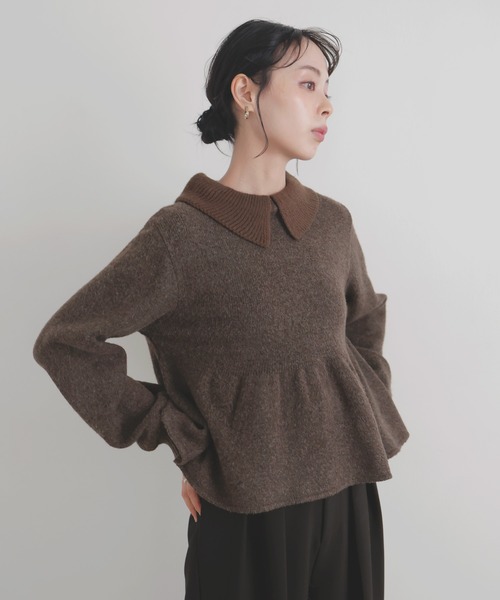 LIAN（リアン）の「ペプラムポロニットプルオーバー（ニット/セーター・レディース・アイボリー/チャコールグレー/ブラウン・FREE）」の12枚目の写真