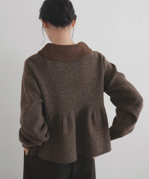 LIAN（リアン）の「ペプラムポロニットプルオーバー（ニット/セーター・レディース・アイボリー/チャコールグレー/ブラウン・FREE）」の14枚目の写真